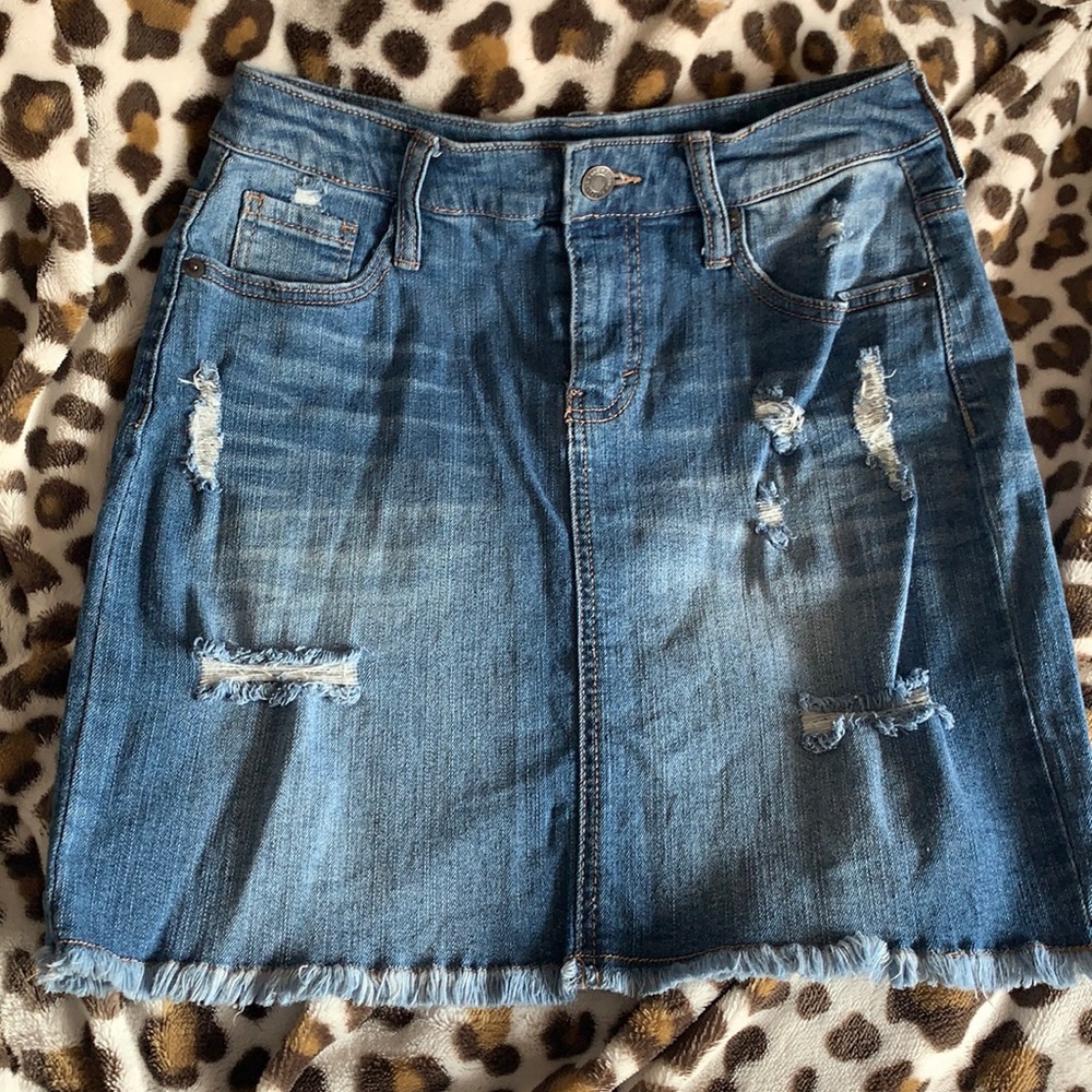 denim mini skirt